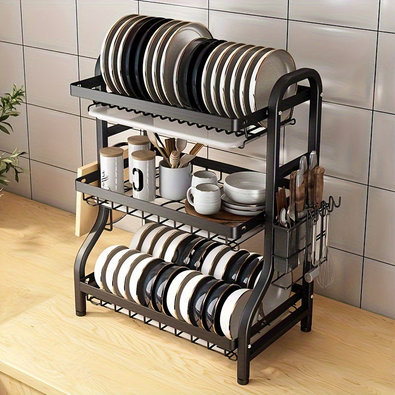 2-Tier Kitchen Dish Rack with Drainboard for Dishes and Cutting Boards Commercial Use