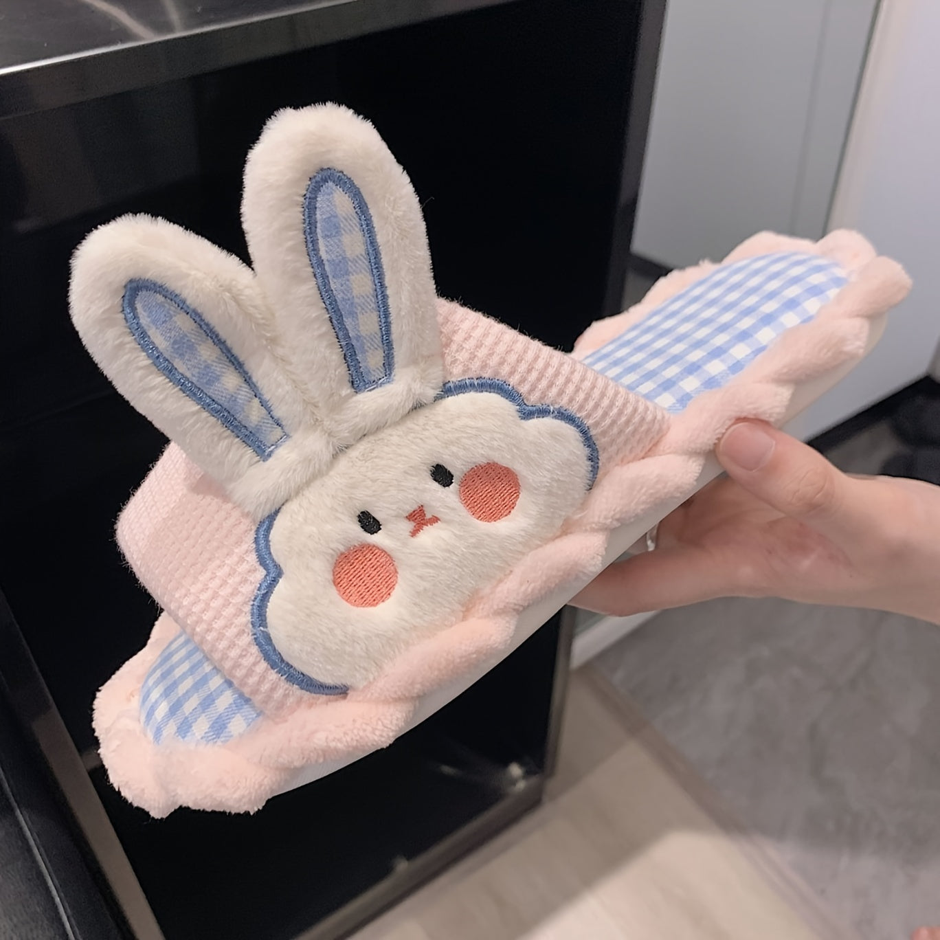 Women’s 3D Rabbit Slip-On Slippers Linen House Shoes Indoor Non-Slip EVA