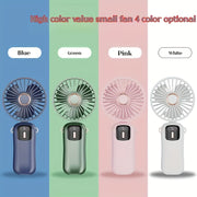 Rechargeable USB Fan with 5-Speed Adjustment Foldable Screen Display Indoor Outdoor Use