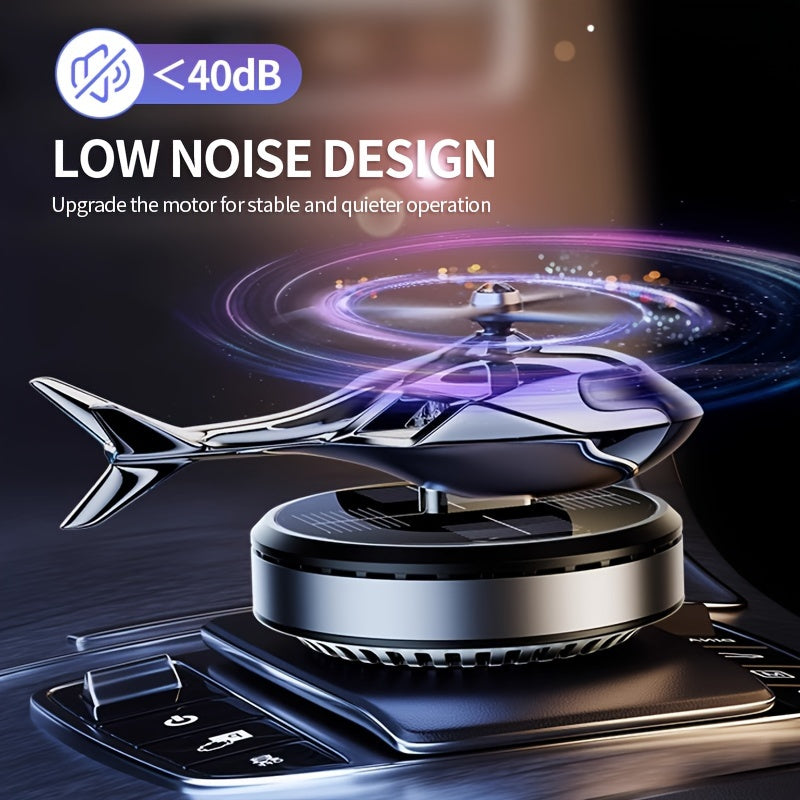 Universal Solar-Powered Car Air Freshener Diffuser with Rotating Helicopter Shape