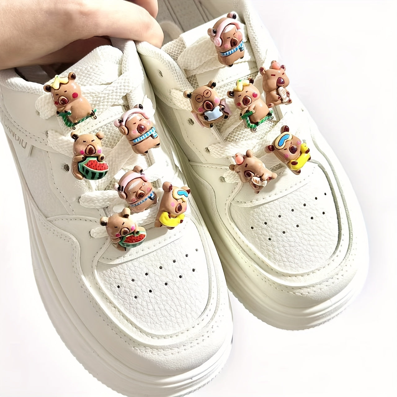 12pcs Cartoon Capybara Shoe Buckles and Laces Decorations for Sports Shoes