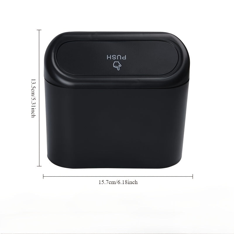 Compact Leak-Proof Car Trash Can with Lid, Hanging Design, Easy Clean