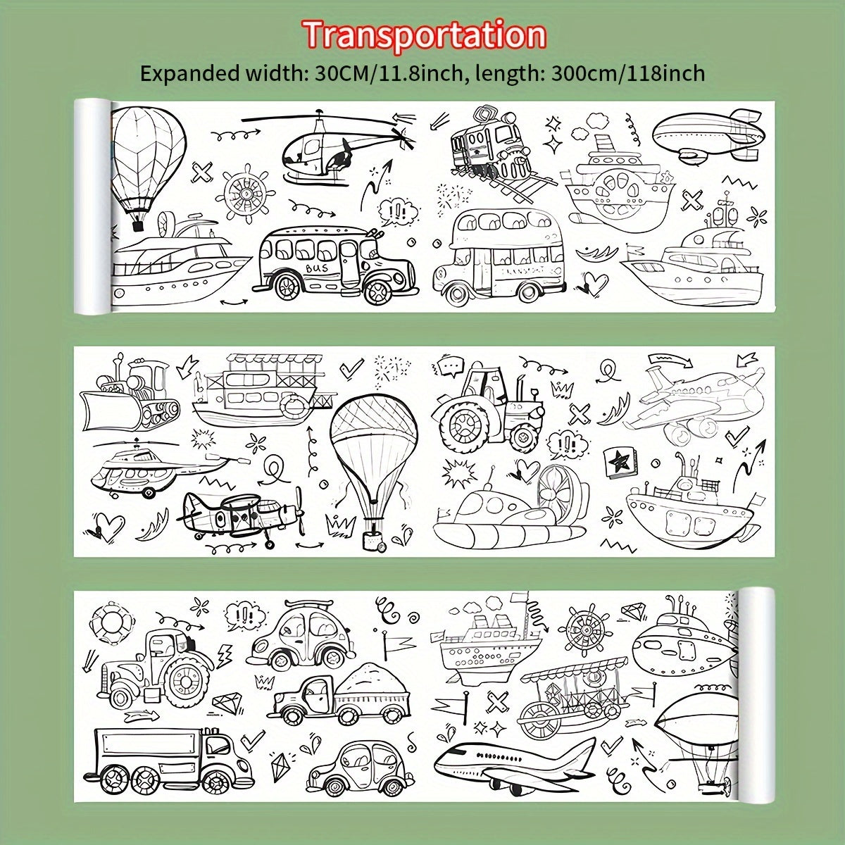 300CM Art Paper Roll for Kids Ages 3+ Watercolor Compatible Creative Doodle and Painting