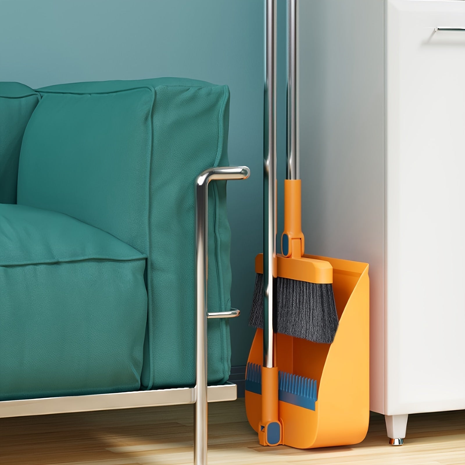 Long-Handled Broom and Dustpan Set for Home Kitchen Office Self-Standing