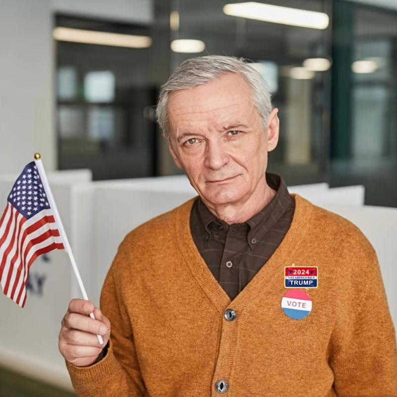Set of 20 Vintage-Style Alloy Square Trump 2024 Campaign Pins