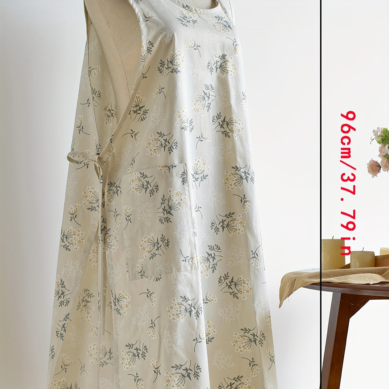 Korean Style Kitchen Apron Woven Fabric Adjustable Waist Tie Family Use