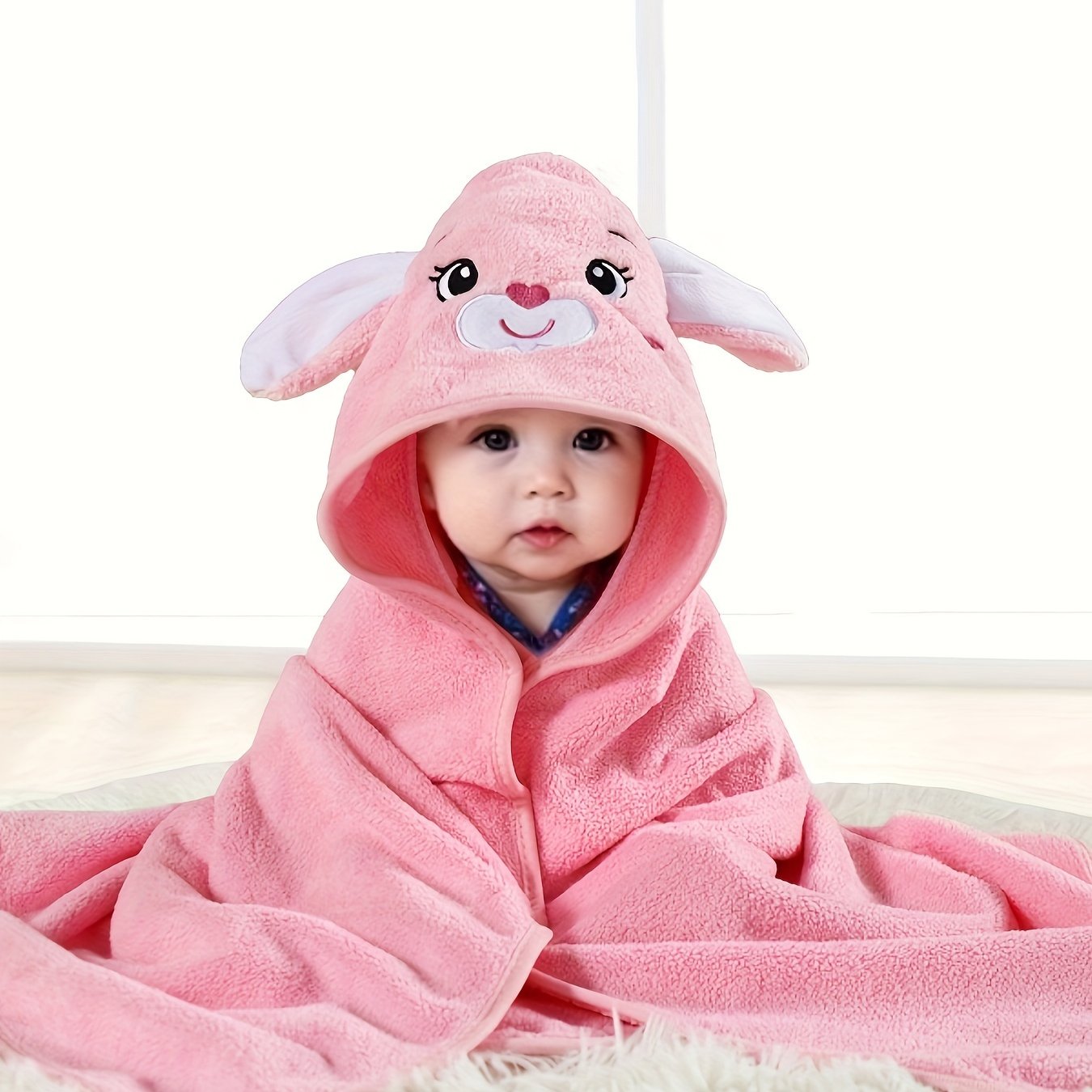Baby Boys Hooded Bathrobe Animal Pattern Soft Cotton Multi-Use Baby Robe