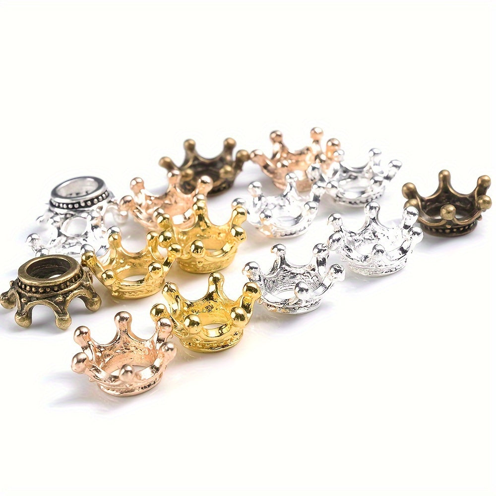 Vintage Gold Beads Pendant Accessories 12mm Crown Design for DIY Hair and Clothing Decor