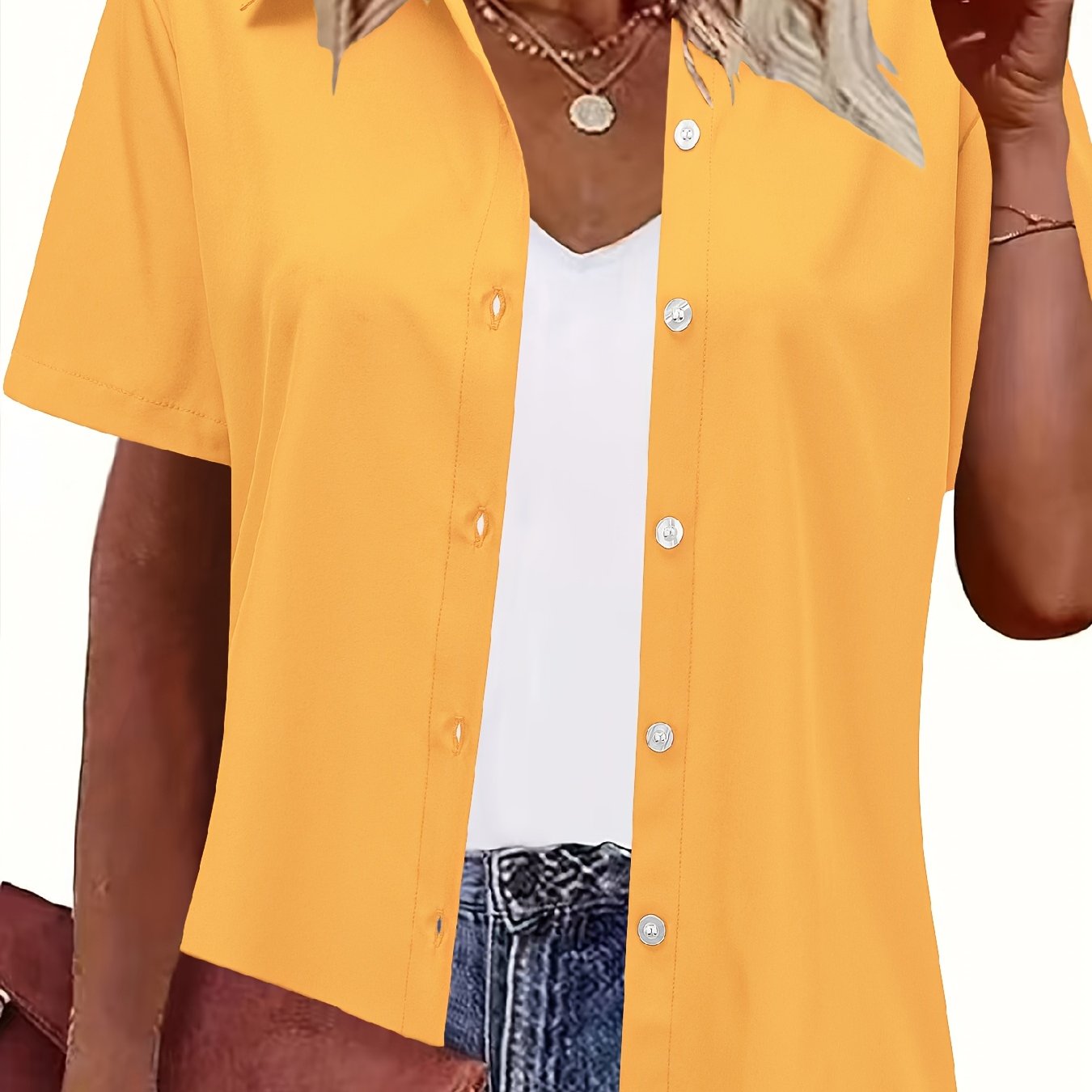 Plus-Size Women's Casual Shirt Short Sleeve Chic Top Black Size Large