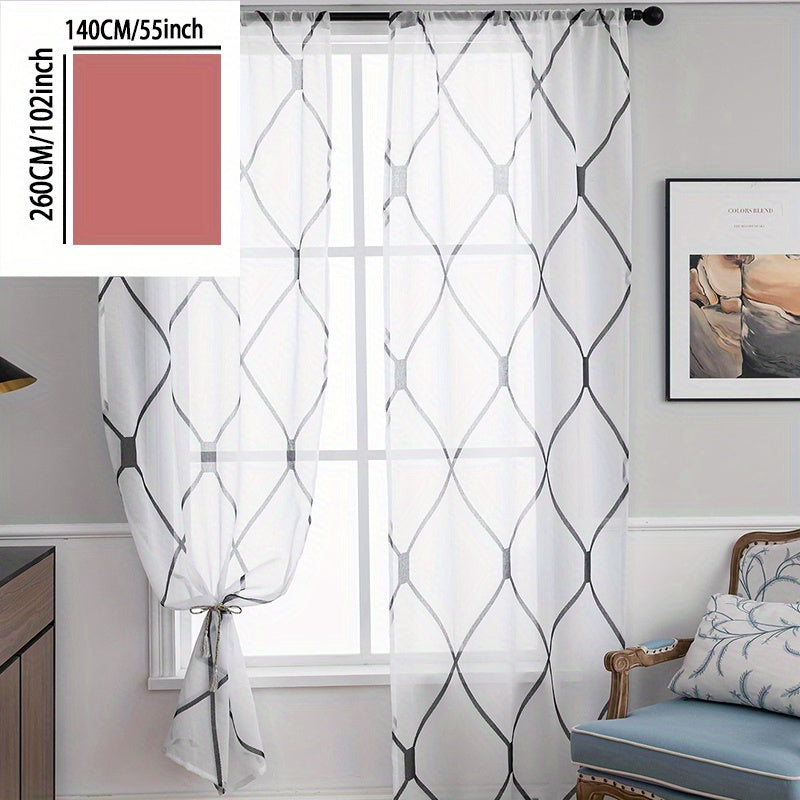 Geometric Printed Sheer Curtains for Living Room Bedroom Office Kitchen