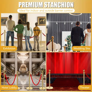 Partiyalar uchun olomonni nazorat qilish uchun bo'sh asosli Qizil Velvet Rope va Xavfsizlik To'siq to'plami.