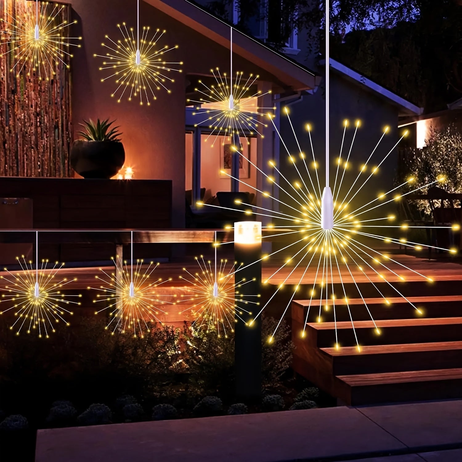 Dimmable LED Firework String Lights Water Resistant Wall Mount Outdoor Garden Decoration 180-360 LEDs