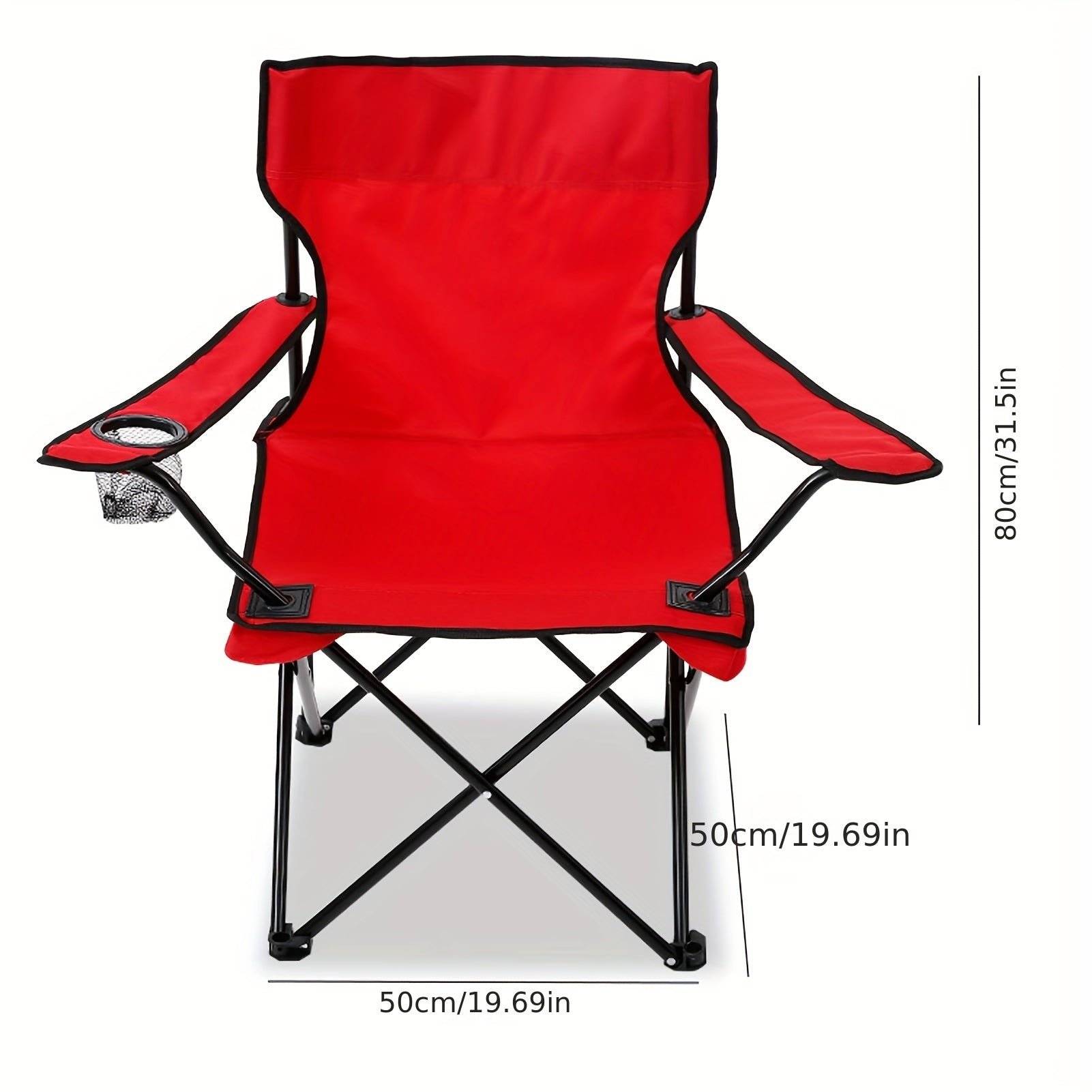 Portable Folding Camping Chair with Water Cup Holder and Carrying Bag
