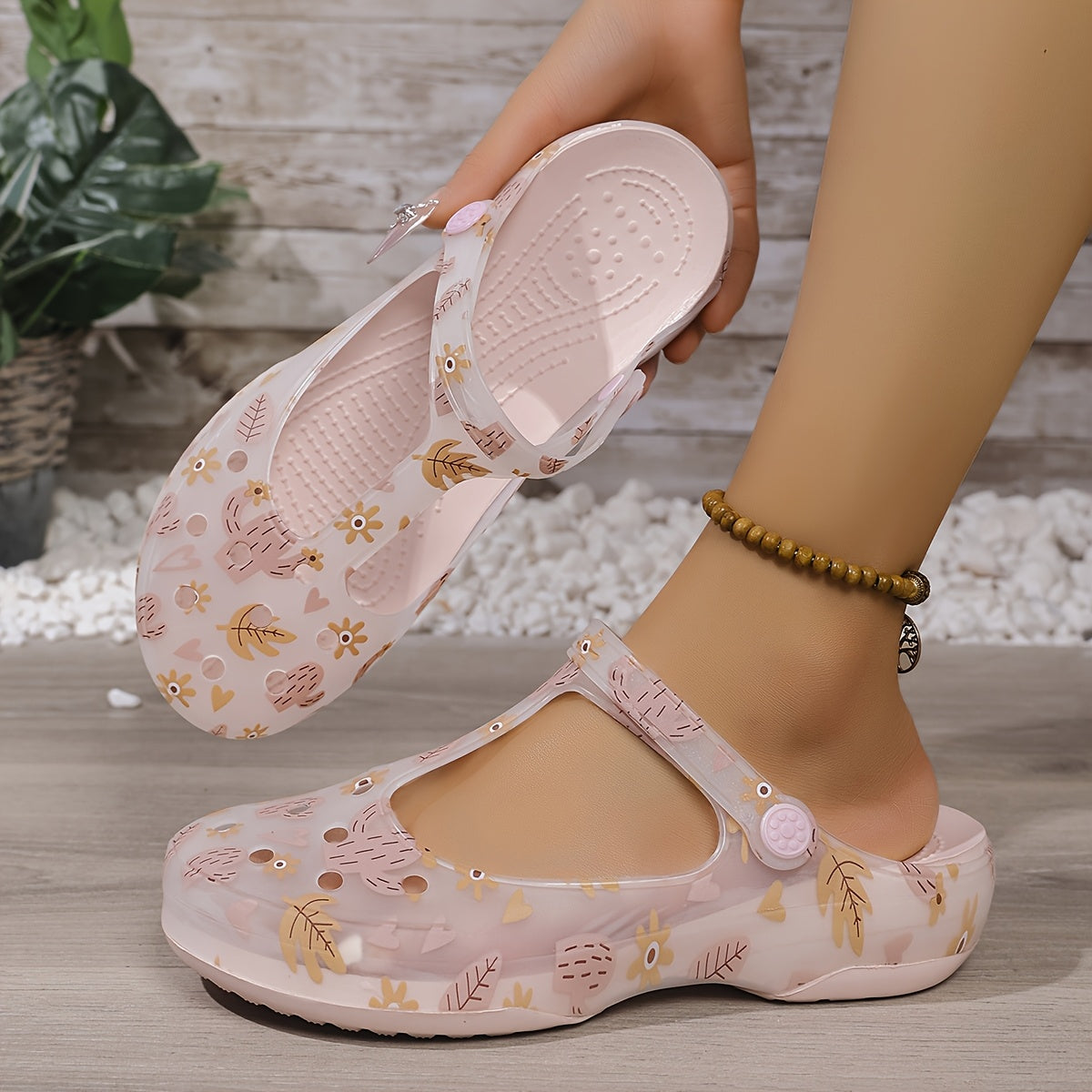 Women's Pastel Pink Platform Sandals Slip-On Cushioned Beach Shoes