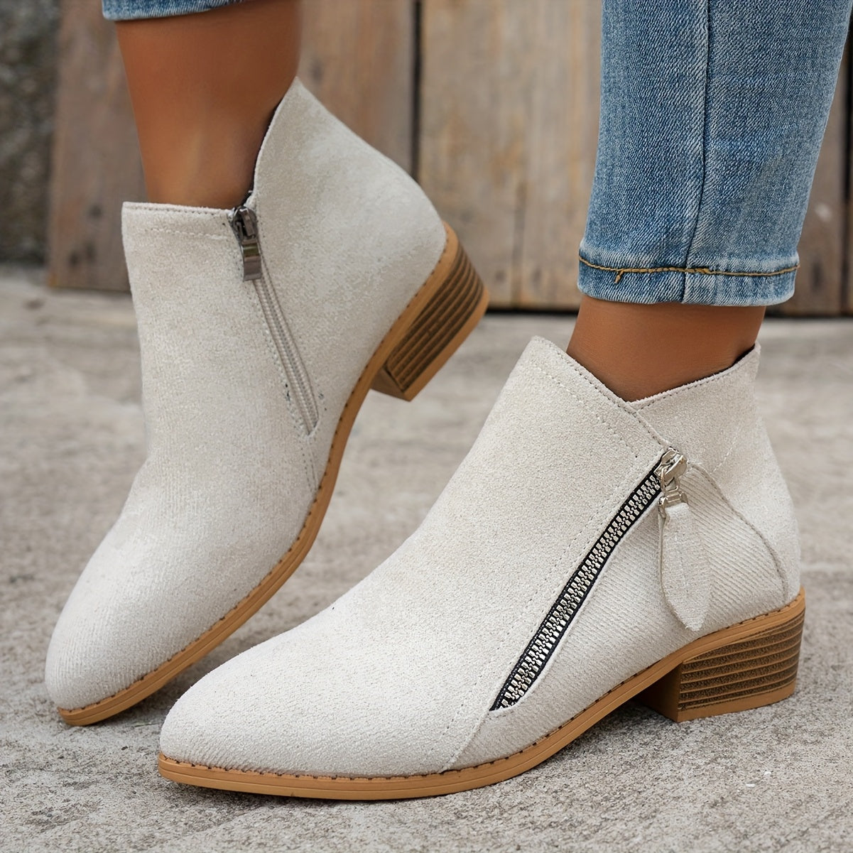 Women's Chelsea Ankle Boots Slip-On Mid Heel Pointed Toe Black White Green Red