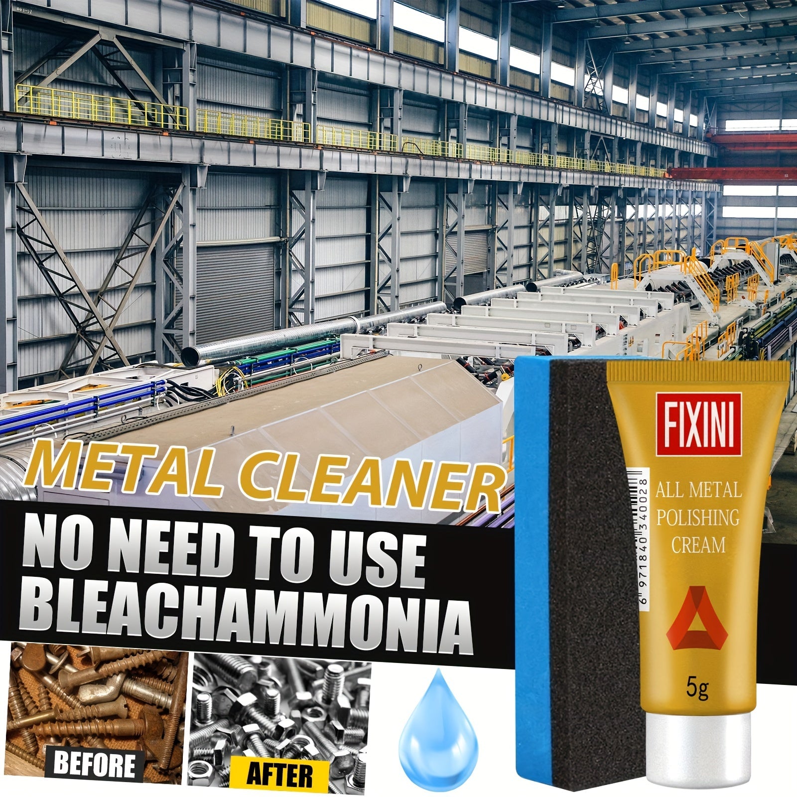 All-Metal Polishing Cream with Sponge for Stainless Steel and Ceramic Cleaning