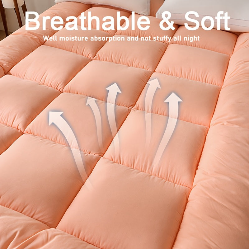 Full Size Japanese Floor Mattress with Thick Fluffy Padding Blue Foldable Tatami Cushion for Camping Dormitory Guest