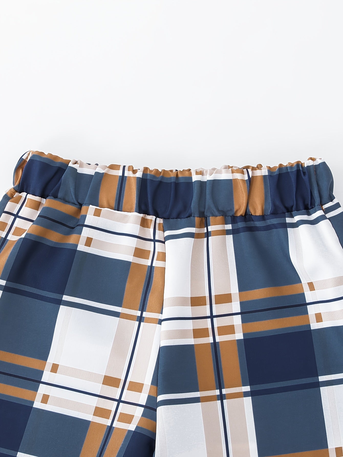 Kids Boys Summer Outfit 3-Piece Solid Color Shirt Plaid Shorts Hat Age 1-8