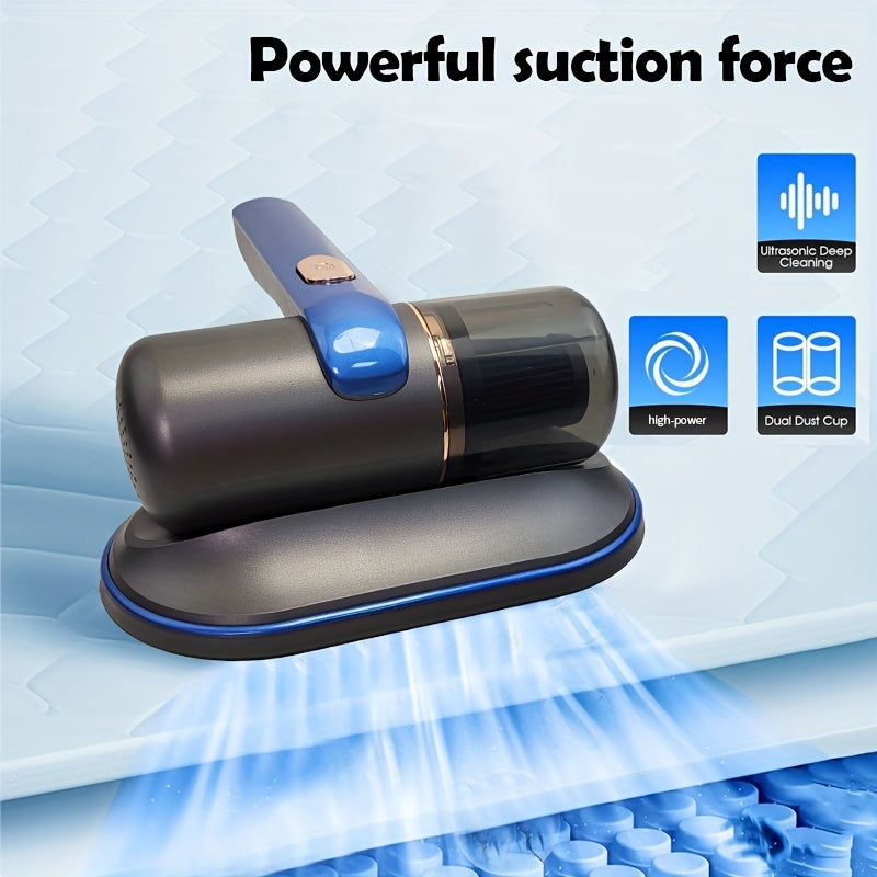 2pcs Cordless Handheld Bed Vacuum Cleaner with Strong Suction UV Light Washable HEPA Filter Pet Sofa Mattress
