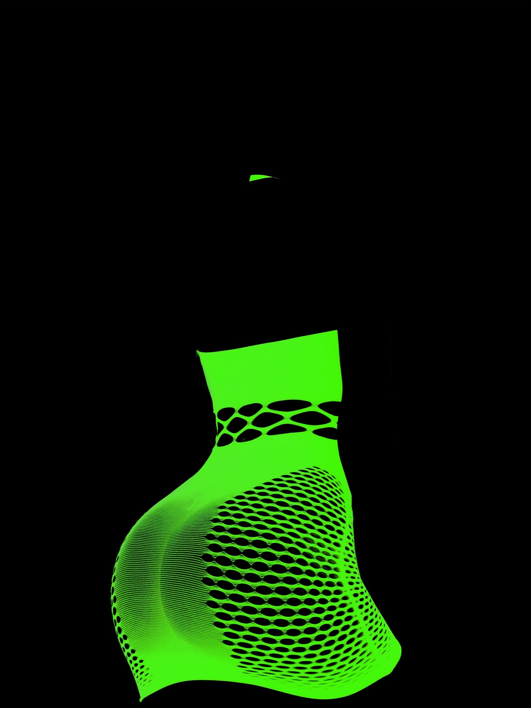 Plus-Size Glow-in-the-Dark Lace Fishnet Dress Lingerie See-Through Halter