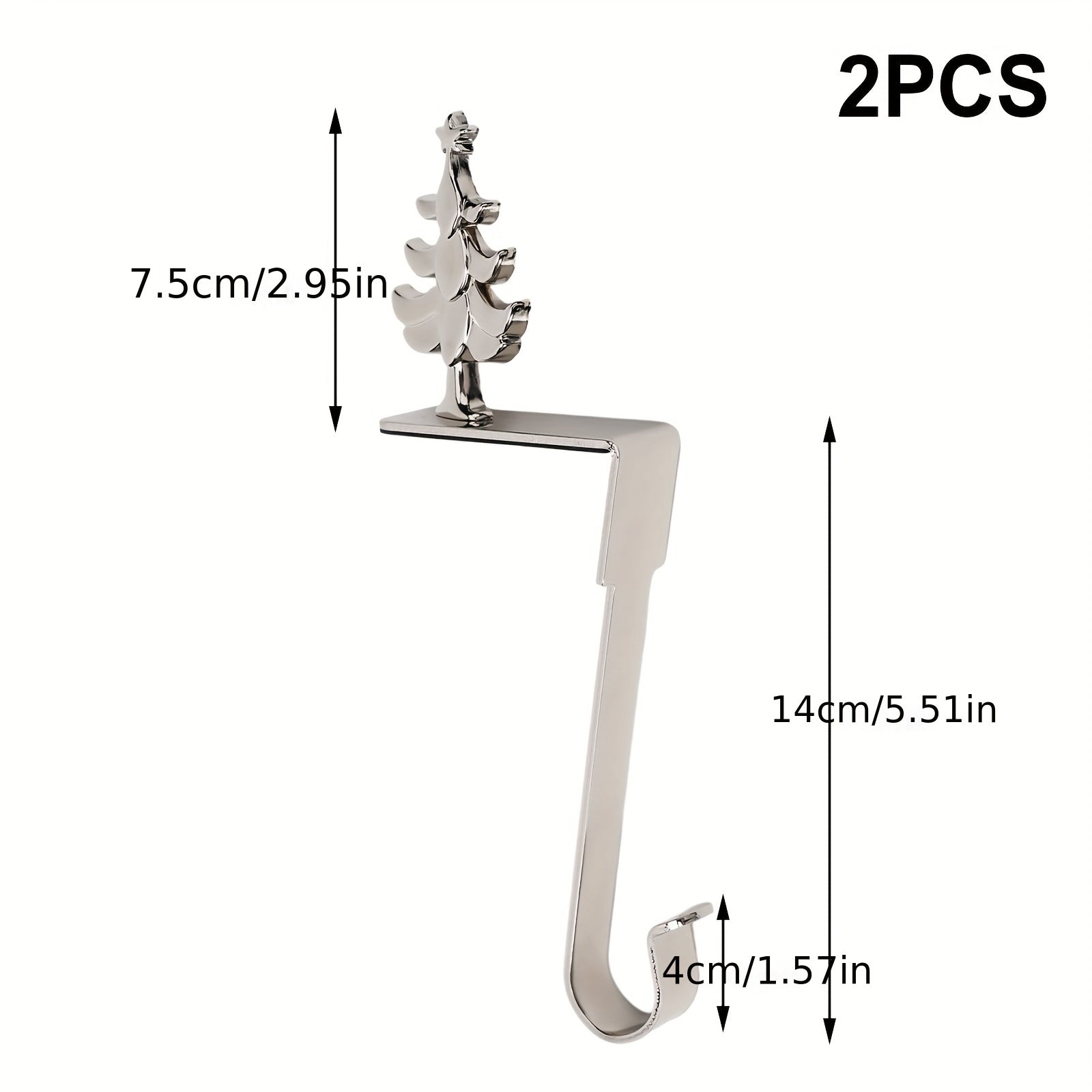 Set of 2 Christmas Mantel Stocking Holders Stainless Steel Snowflake Santa Elk