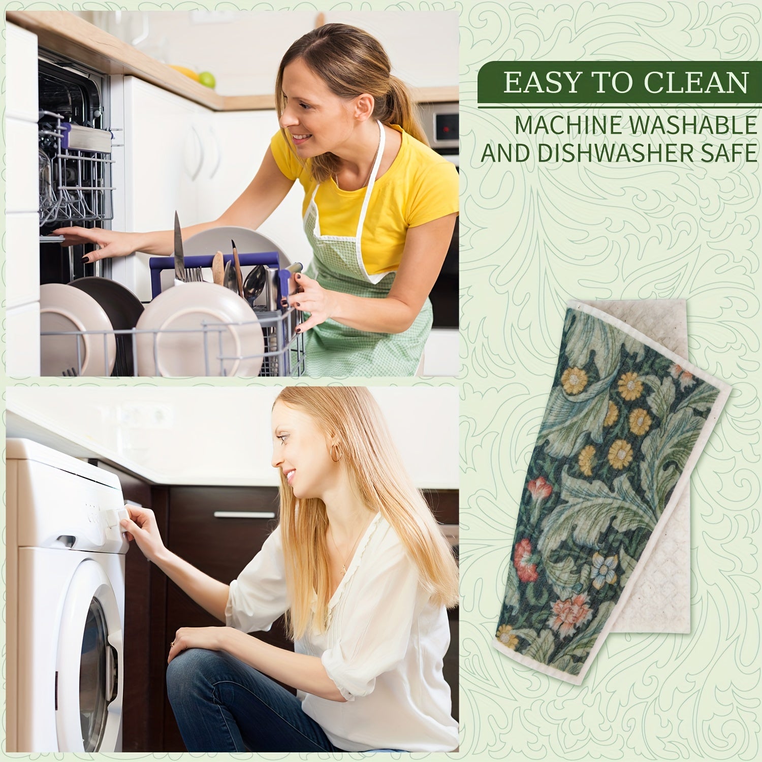 Set of 4, 8, or 16 Reusable Swedish Dishcloths for Kitchen Absorbent Cleaning