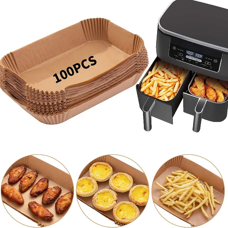 100/200 Pieces Non-Stick Air Fryer Liners Reusable Oil Water Resistant Fits Dual Basket