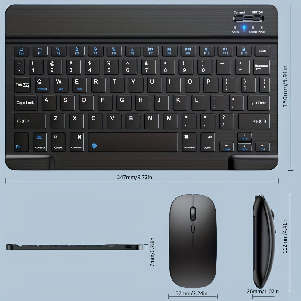 Portable Wireless Mini Keyboard and Mouse Combo with Rechargeable Battery and Optical Tracking