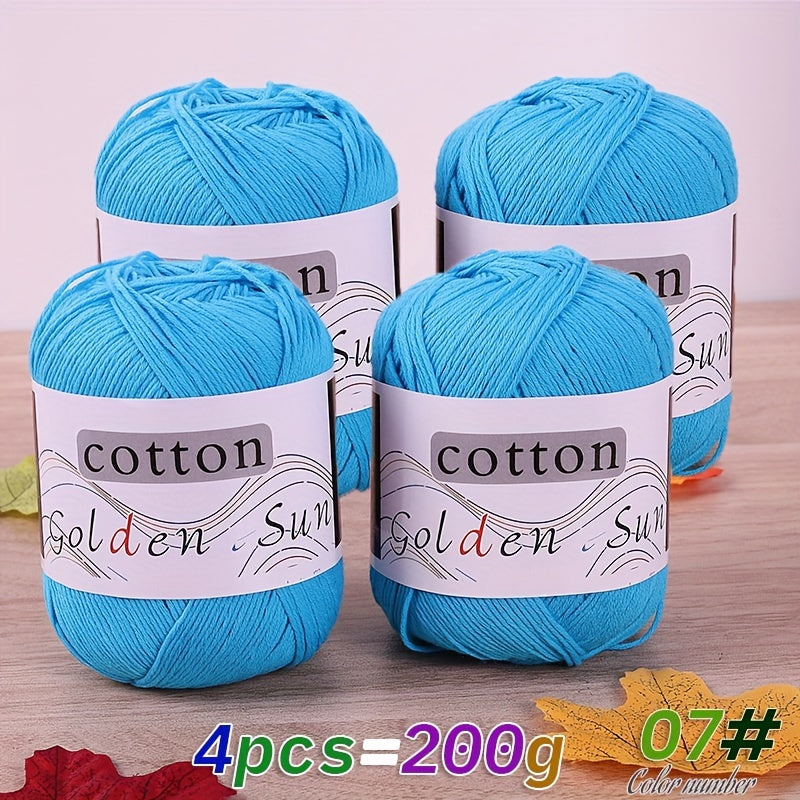 4pcs Cotton Yarn Medium Weight for Crocheting Knitting Multicolor Gradient Autumn Leaves Design