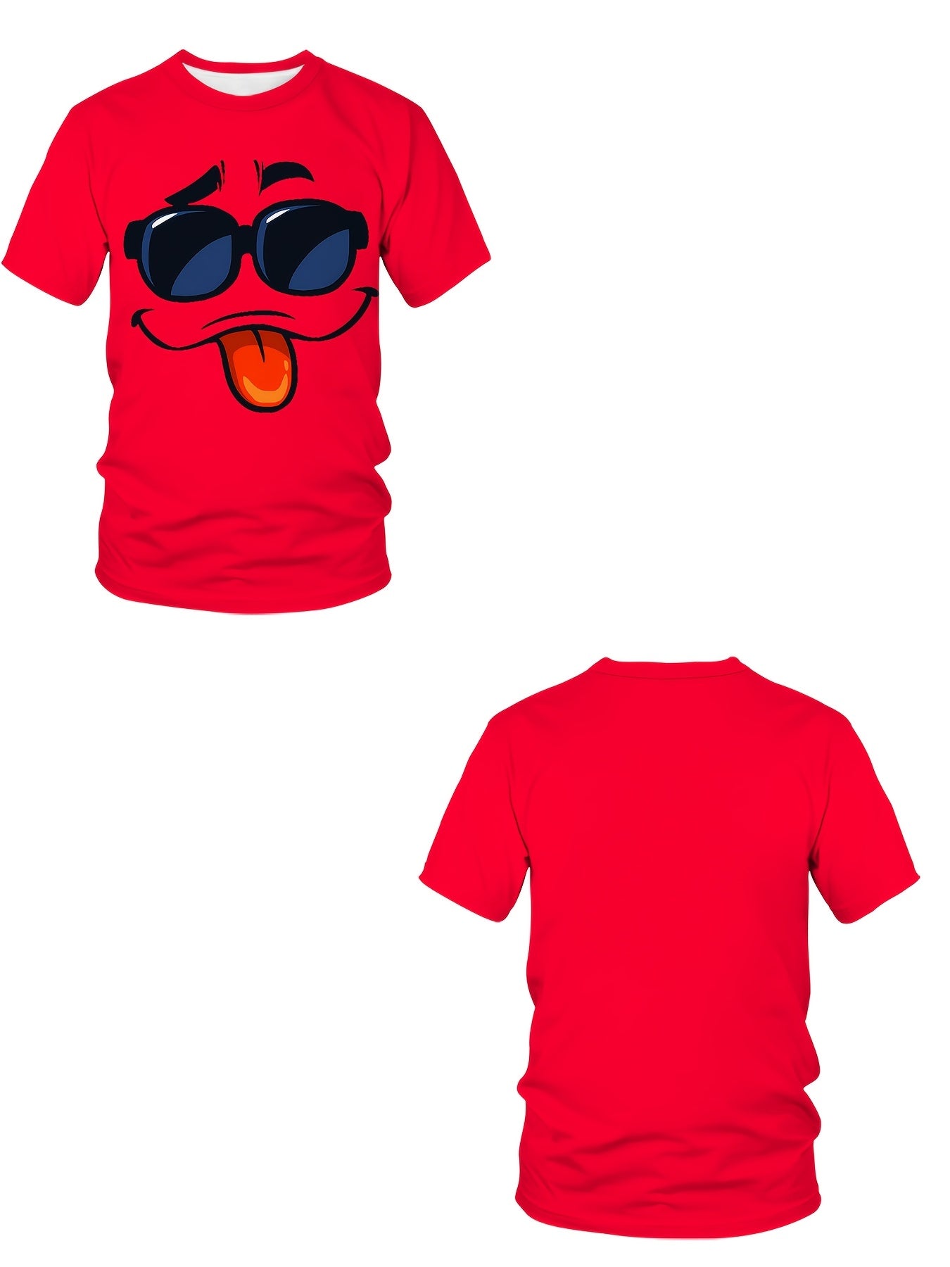 Men's Plus Size 3D Smile Face Print T-Shirt Casual Crew Neck Short Sleeve Polyester Blend