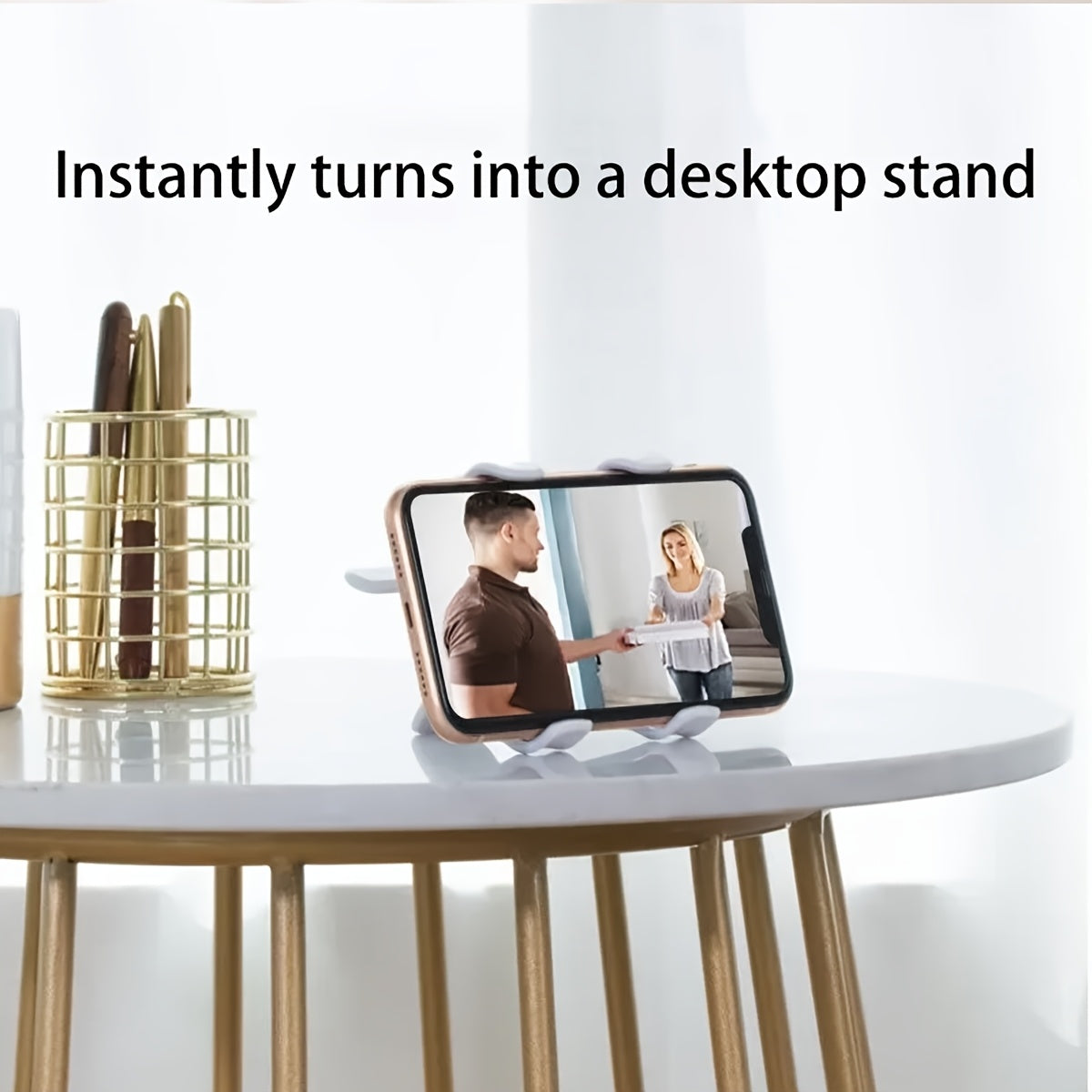 Universal Mobile Phone and Tablet Holder with Curved Double Clip for Headboard