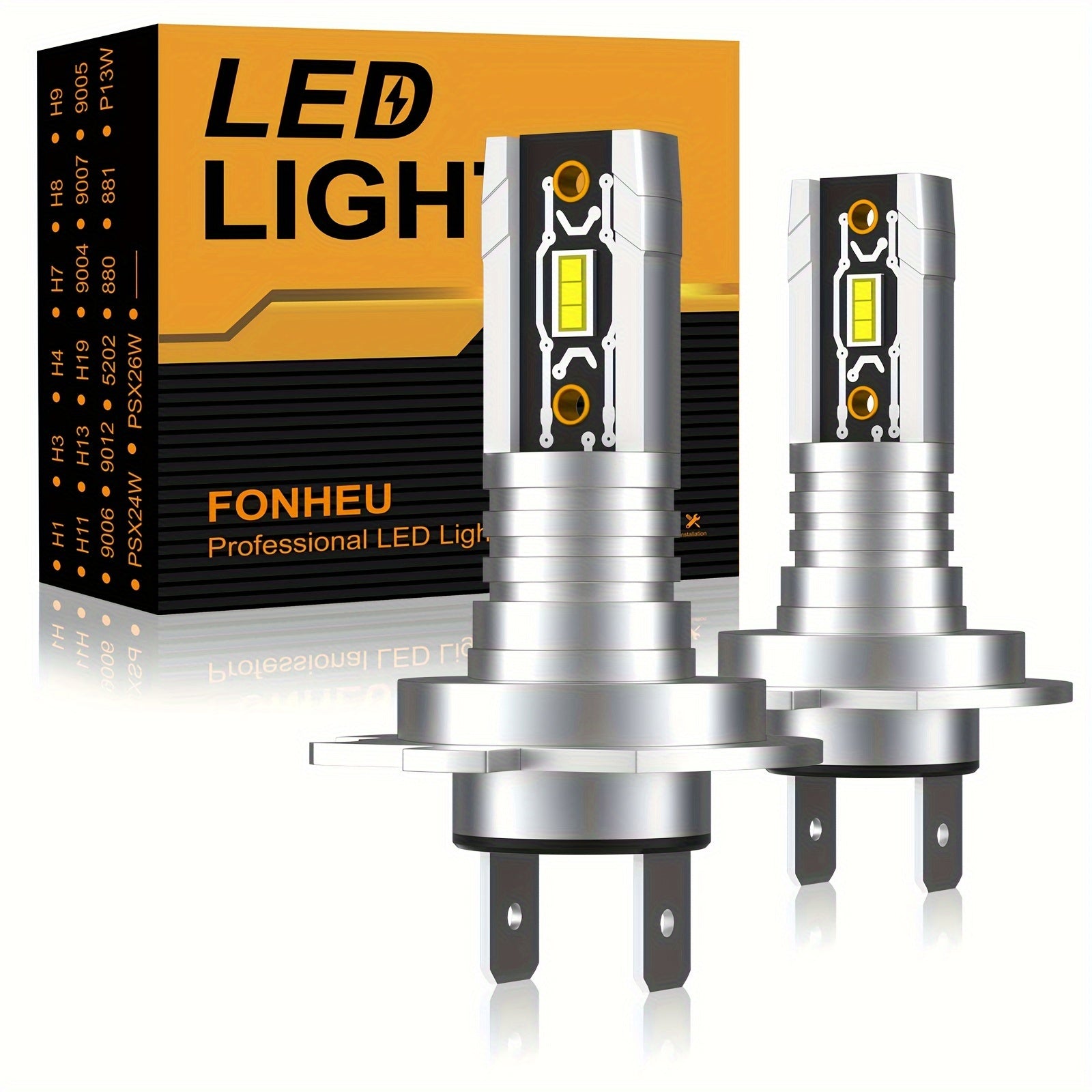 2-Pack H7 LED Headlights 18000LM 6500K White CANBUS Plug and Play