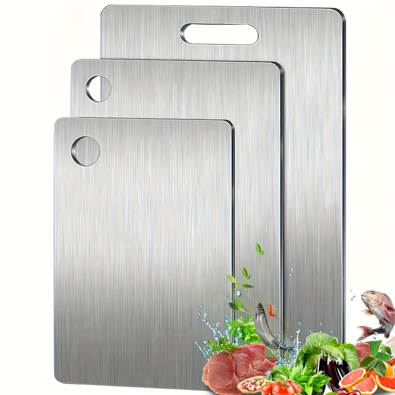 3-Piece Stainless Steel Cutting Board Set for Food Slicing Camping Hiking