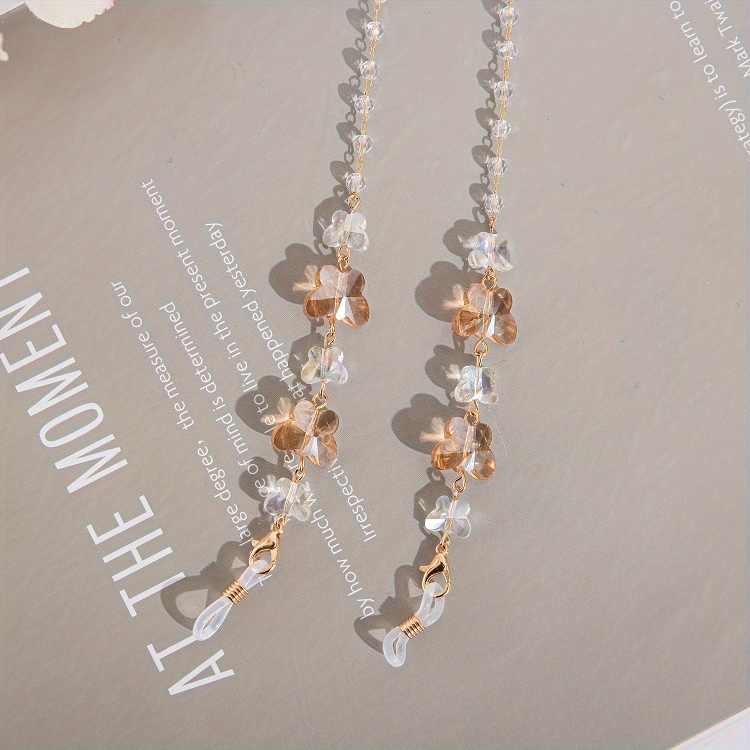 Zarif Kristall Qushlar Ko'zoynak Zanjiri - Ayollar uchun Ko'zoynak va Niqoblar uchun Zamonaviy Sirpanmas Lanyard