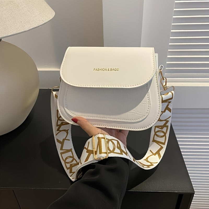 Women's Crossbody Bag PU Solid Color with Magnetic Closure Unlined in White and Black