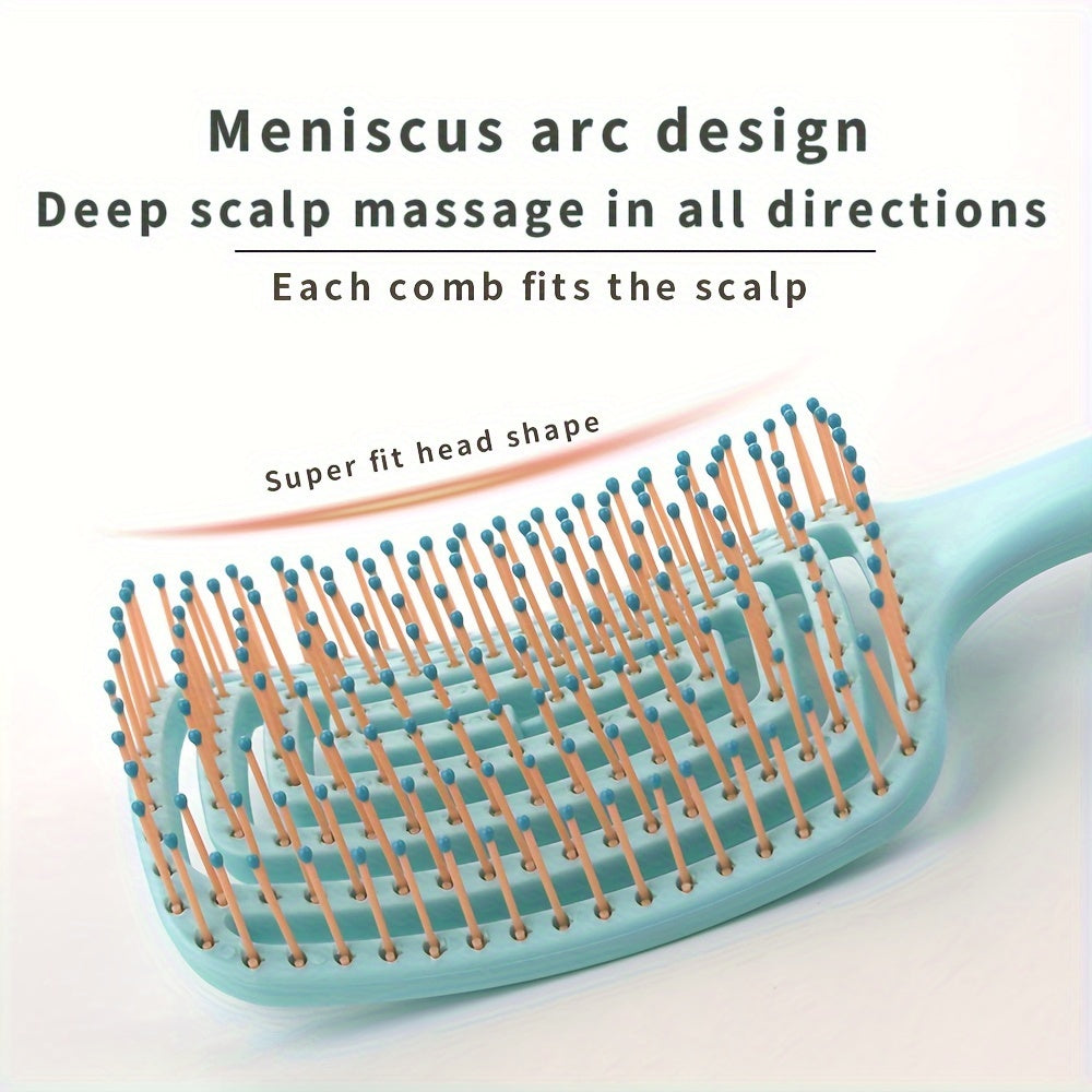 Set de peines desenredantes de cerdas de nylon con diseño hueco y forma de arco para el cuero cabelludo