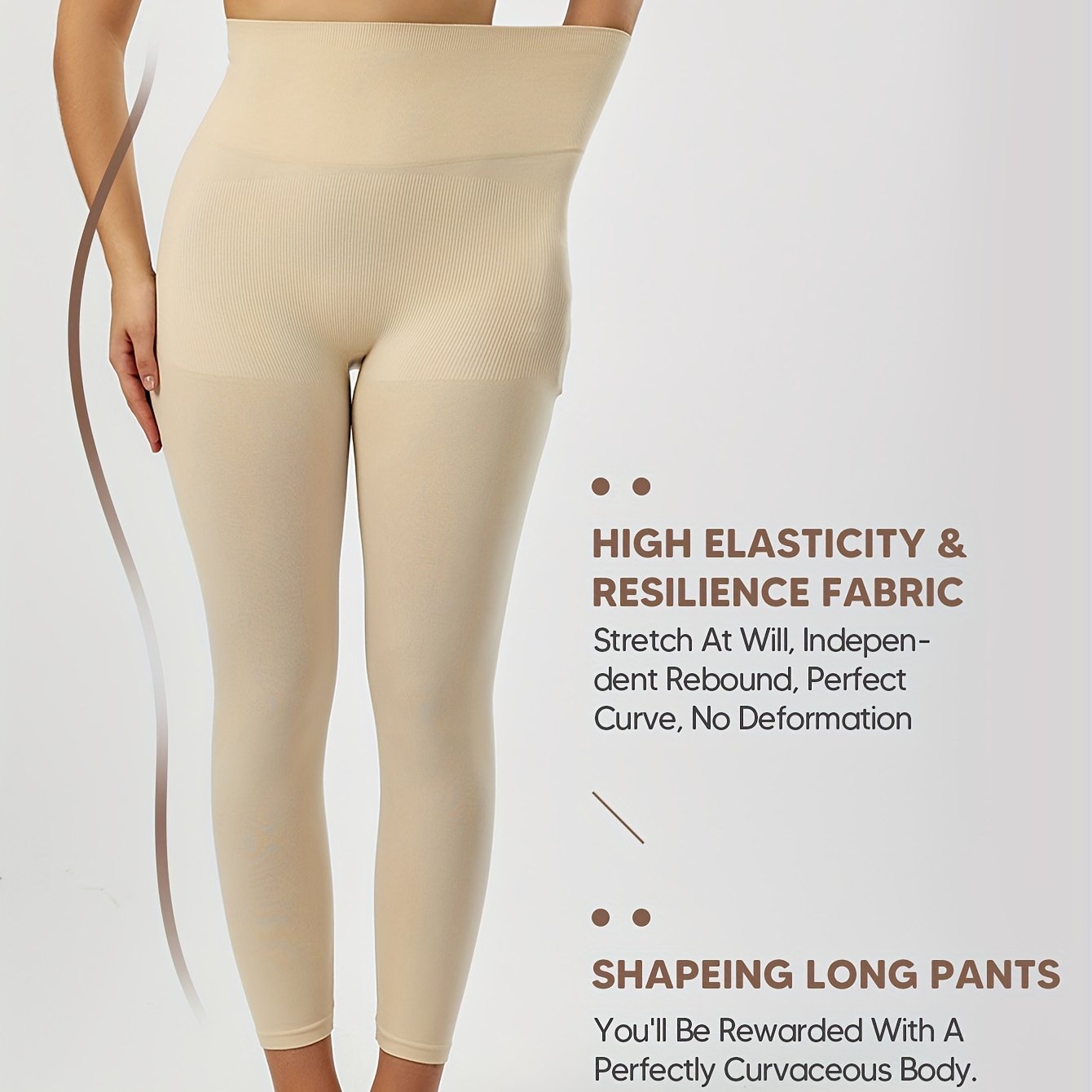 Women's High Waist Shaping Leggings Tummy Control Butt Lift Seamless Brown Yoga Running Casual