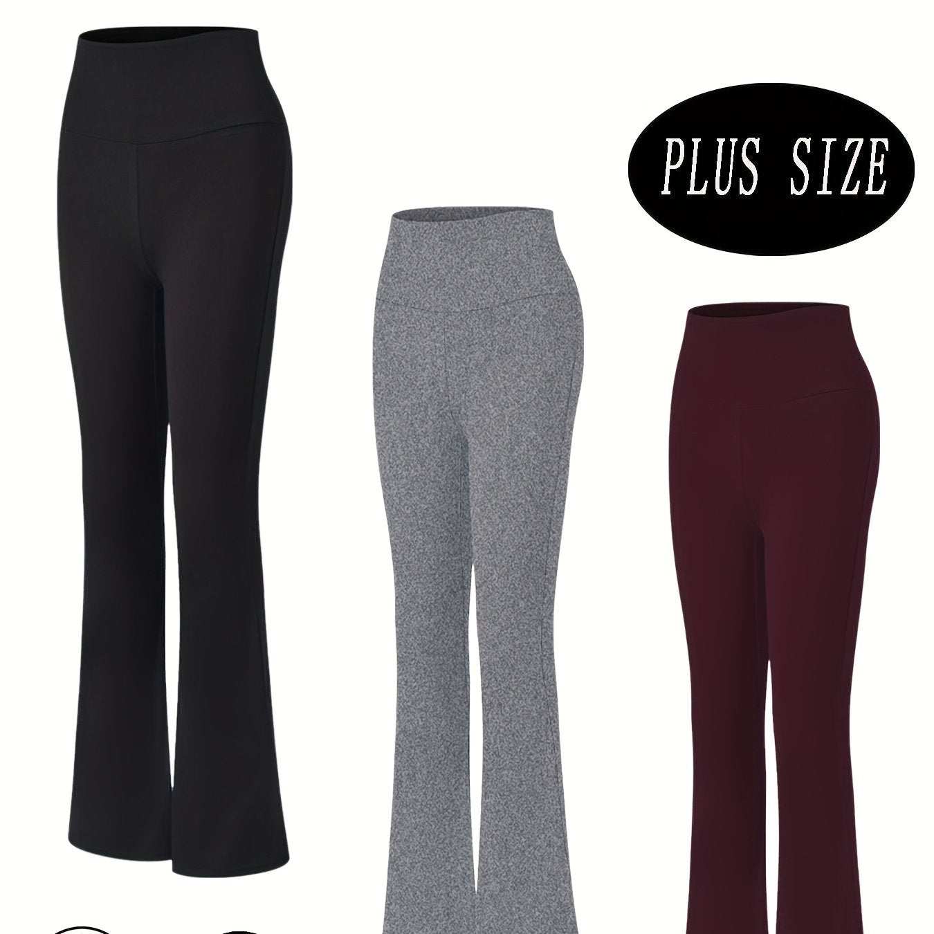 Plus Size Women's Soft High Waisted Flare Pants Leggings Tummy Control