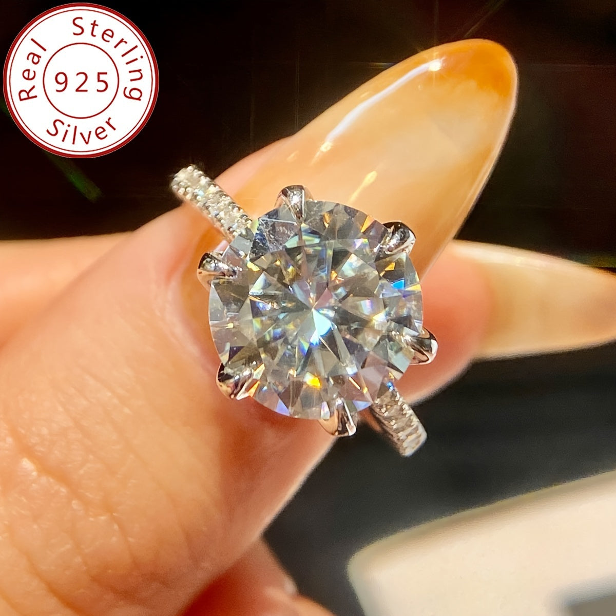 Sterling Silver Moissanite Engagement Ring Set 5ct Wedding Promise Jewelry