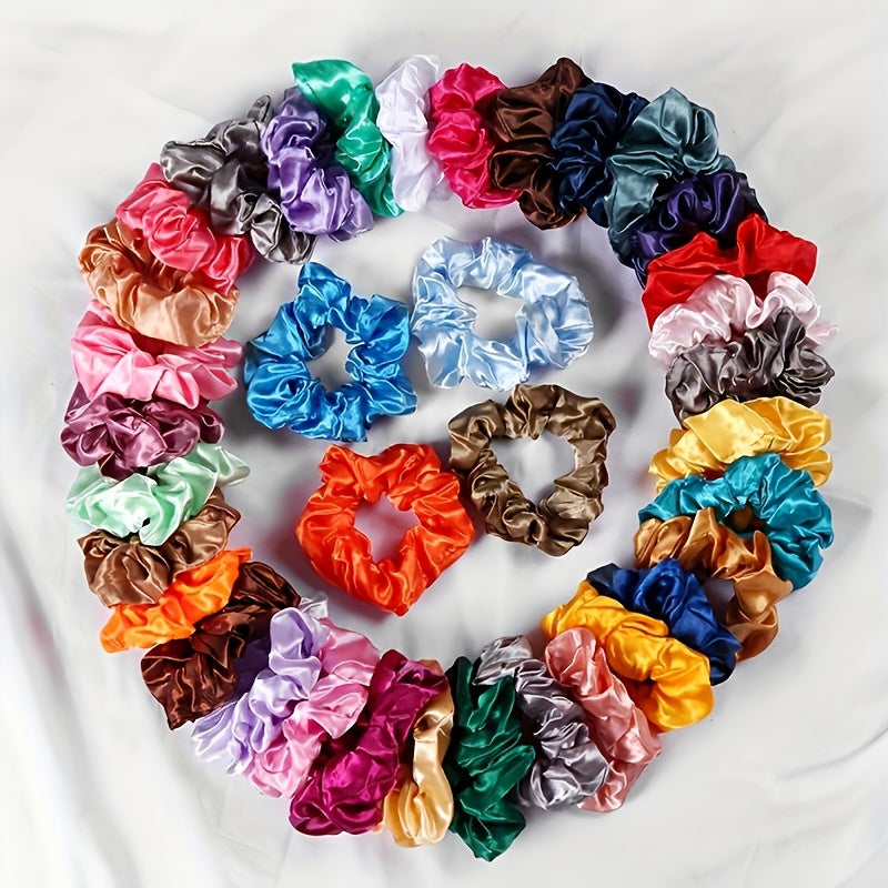 60 Colorful Satin Hair Ties Set for Women and Girls Elastic Bands