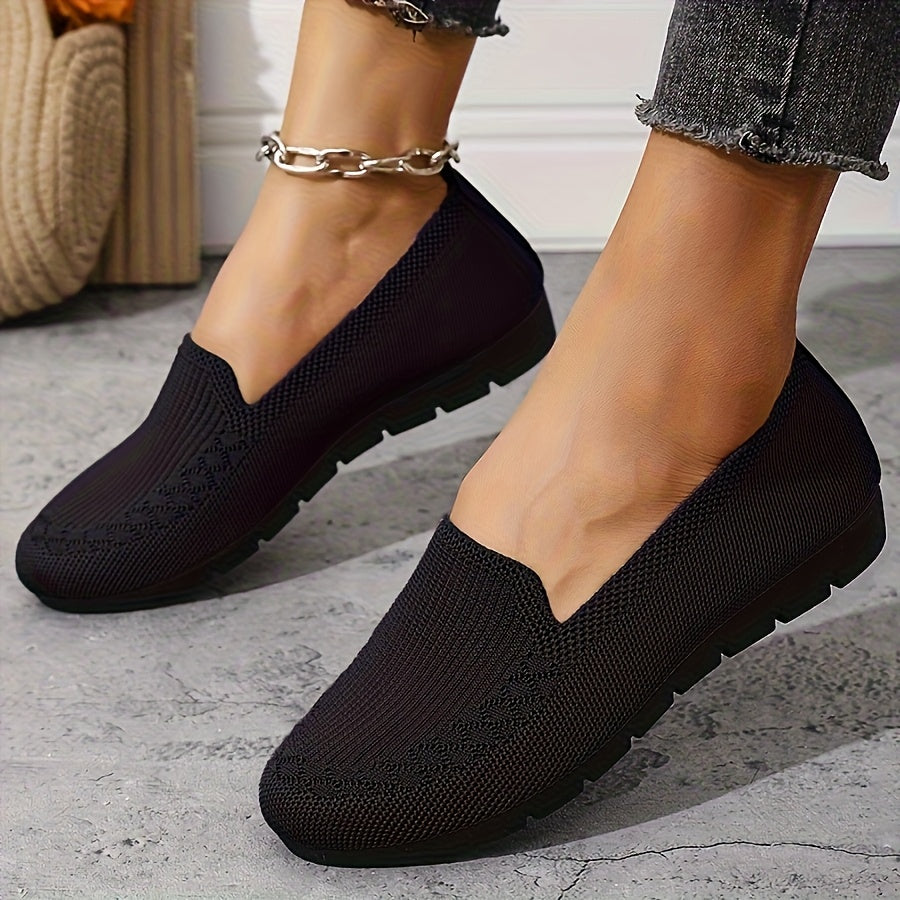 Women’s Knit Slip-On Loafers Lightweight Non-Slip Breathable Casual Shoes