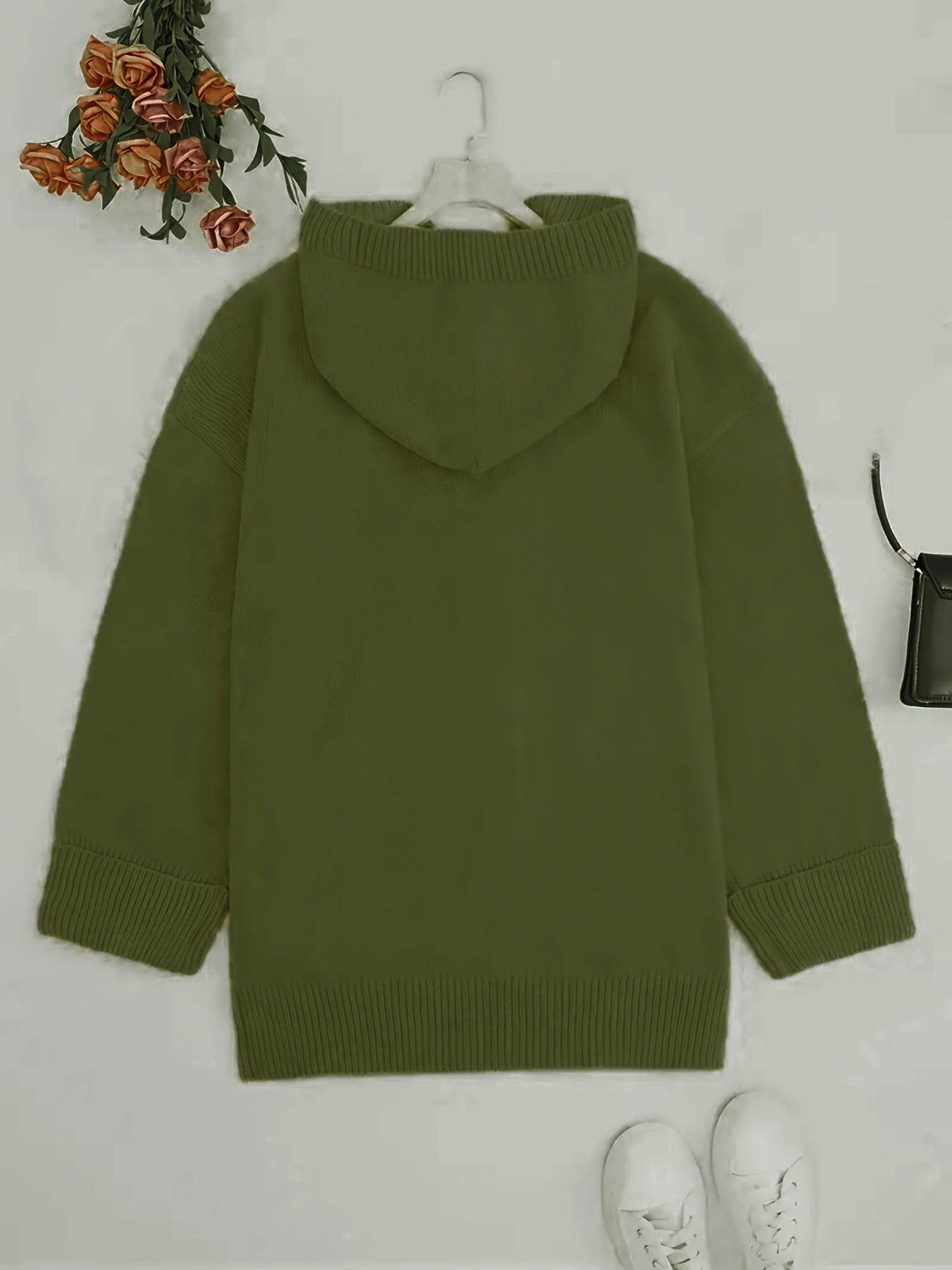 Plus Size Women's Winter Coat Polyester Hooded Long Sleeve Open Front Outerwear