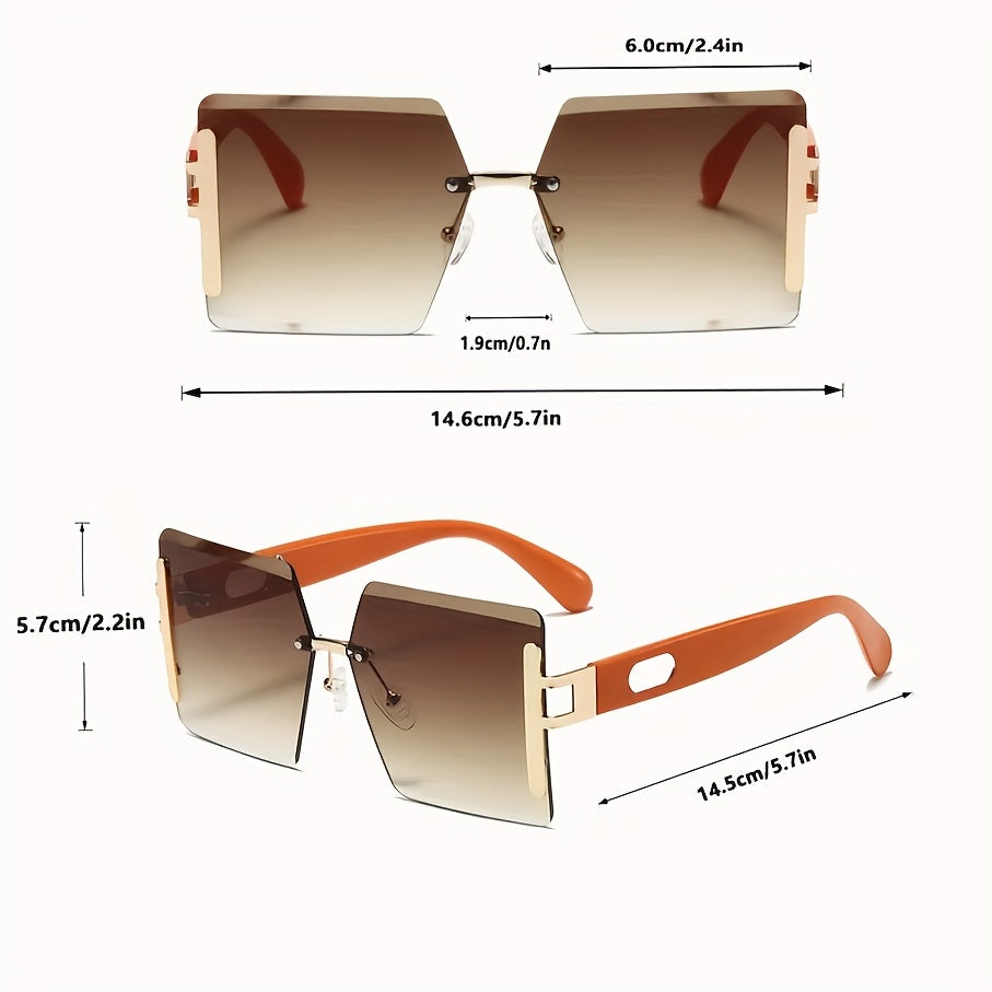 Oversized Square Rimless Sunglasses for Women and Men Summer Fashion Eyewear
