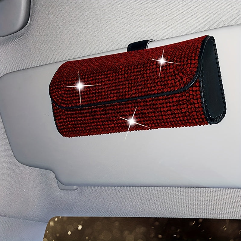 Women’s Artificial Diamond Car Glasses Storage Box Sunglasses Organizer