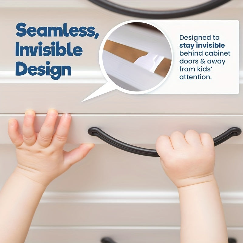 8 Child Safety Cabinet Locks ABS Phthalate-Free No-Drill Invisible Drawer Locks
