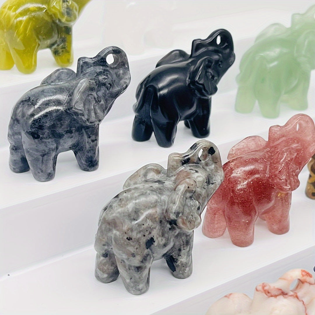 Crystal Carving Elephant Ornament 40mm Natural Crystal Stone Home Decor Gift