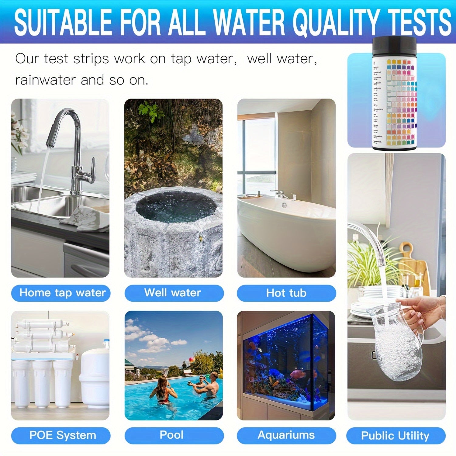 16-In-1 Home Water Testing Kit with 100 Strips for Tap and Well Water Contaminants