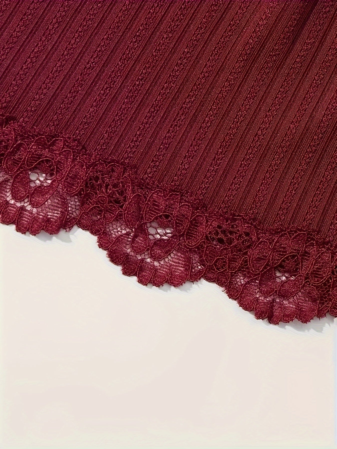 Women's Plus Size Lounge Set 3 Pieces Lace Ribbed Cami Top and Pants