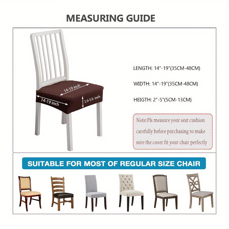 Stretchable Solid Color Chair Cushion Cover Elastic Fit for Dining Chairs Machine Washable Polyester