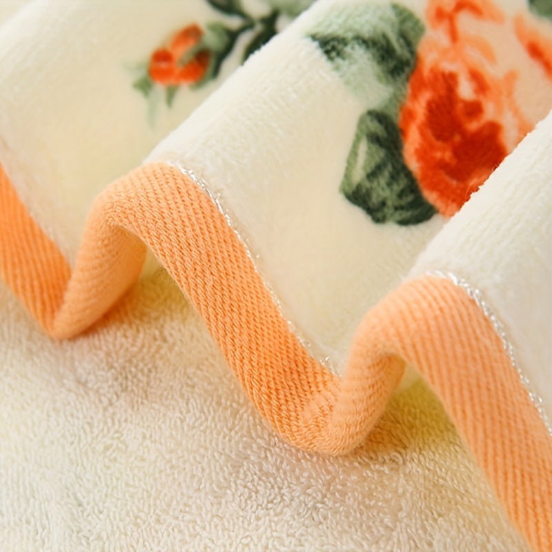 Cotton Flower Pattern Bath Towel Quick-Dry Hand and Bath Towel for Home Bathroom